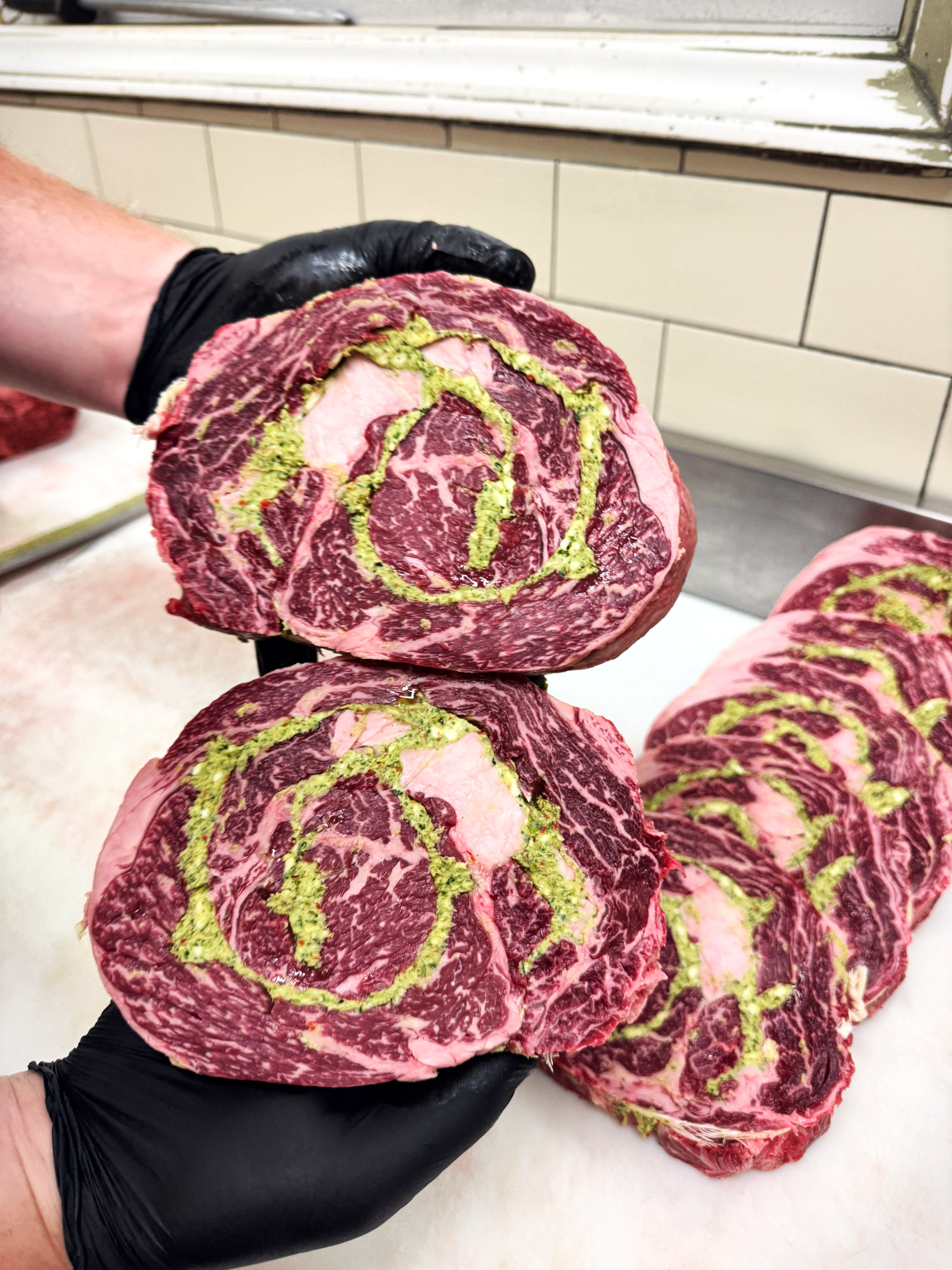 Chimichurri Butter Infused Australian Wagyu Ribeye Spirals BMS 6-7 - Alpine Butcher