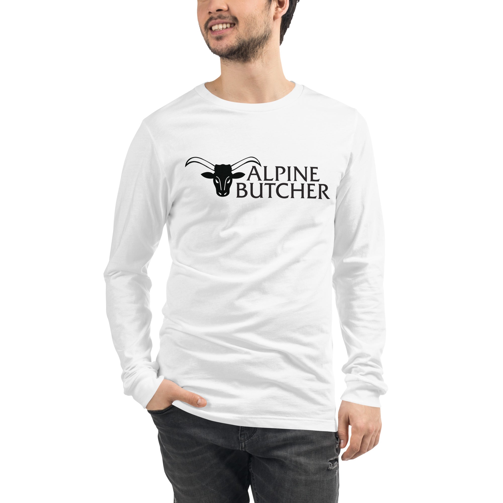 White Unisex Long Sleeve Tee - Alpine Butcher