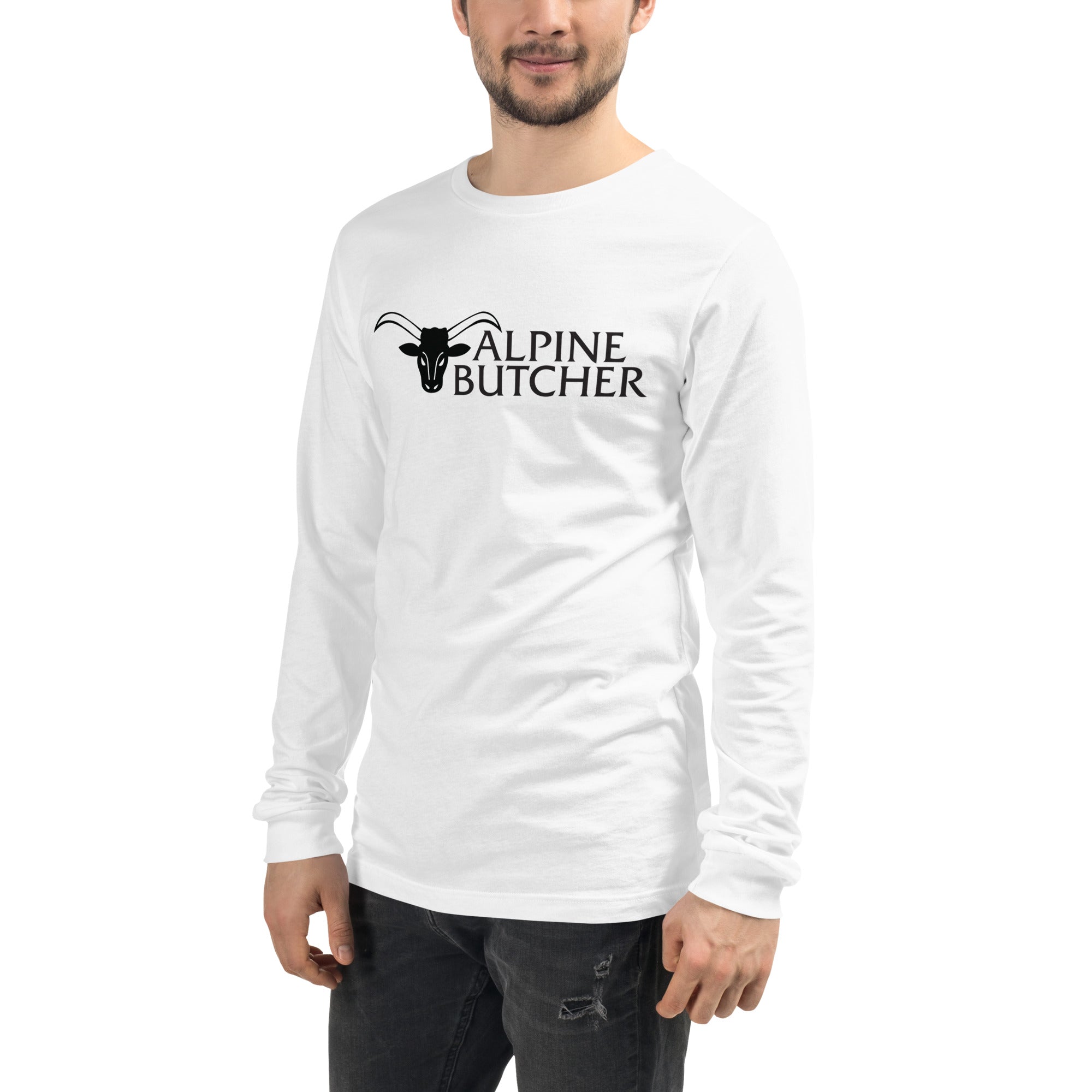 White Unisex Long Sleeve Tee - Alpine Butcher